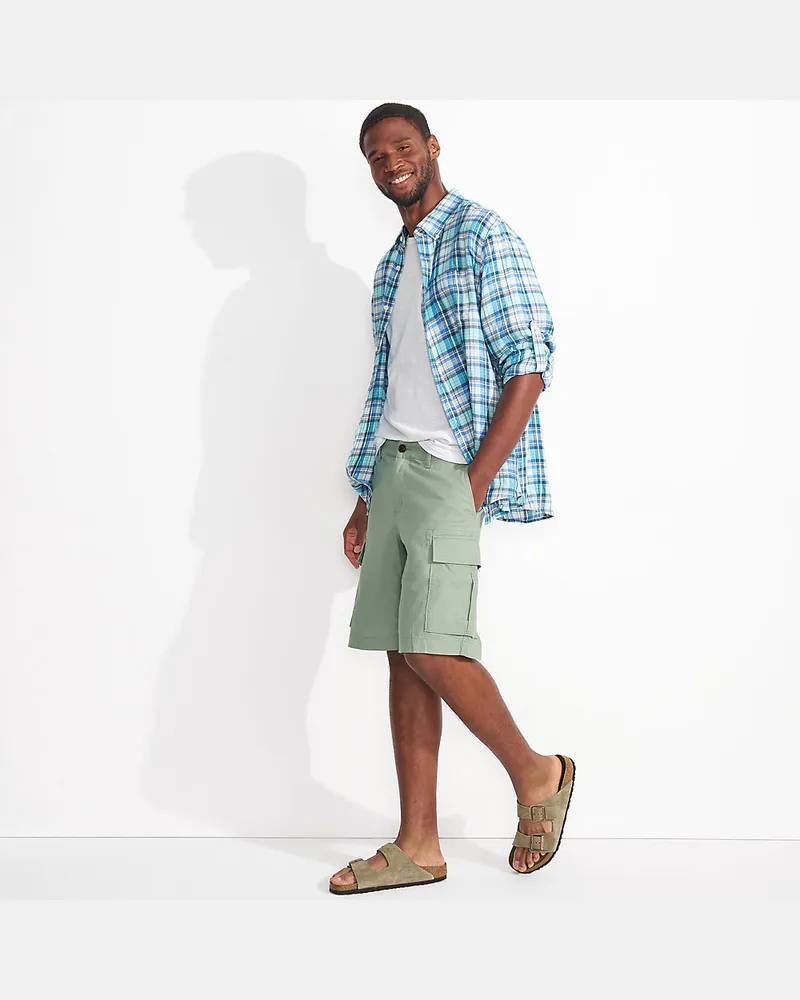 Lands' End Cargo-Shorts aus Leinen/Baumwollmix, Herren, GrÃ¶ÃŸe regular, GrÃ¼n, Baumwolle/Leinen, by Grã¼n