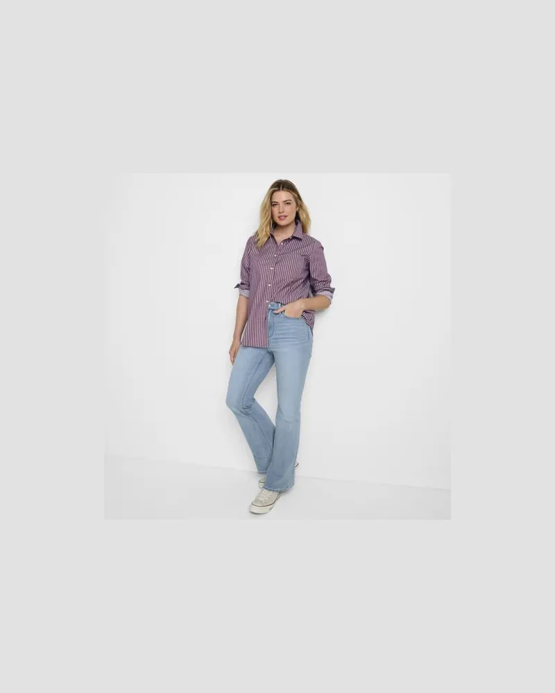 Lands' End Skinny Fit Recover Schlagjeans High Waist, Damen, Größe regular, Blau, Baumwolle/Elasthan/Polyester, by Blau