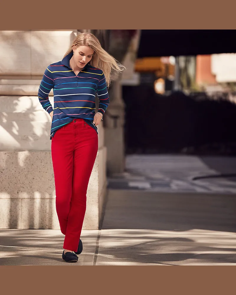 Lands' End Straight Fit Cordhose Mid Waist, Damen, Größe regular, Rot, Baumwoll-Mischung, by Rot