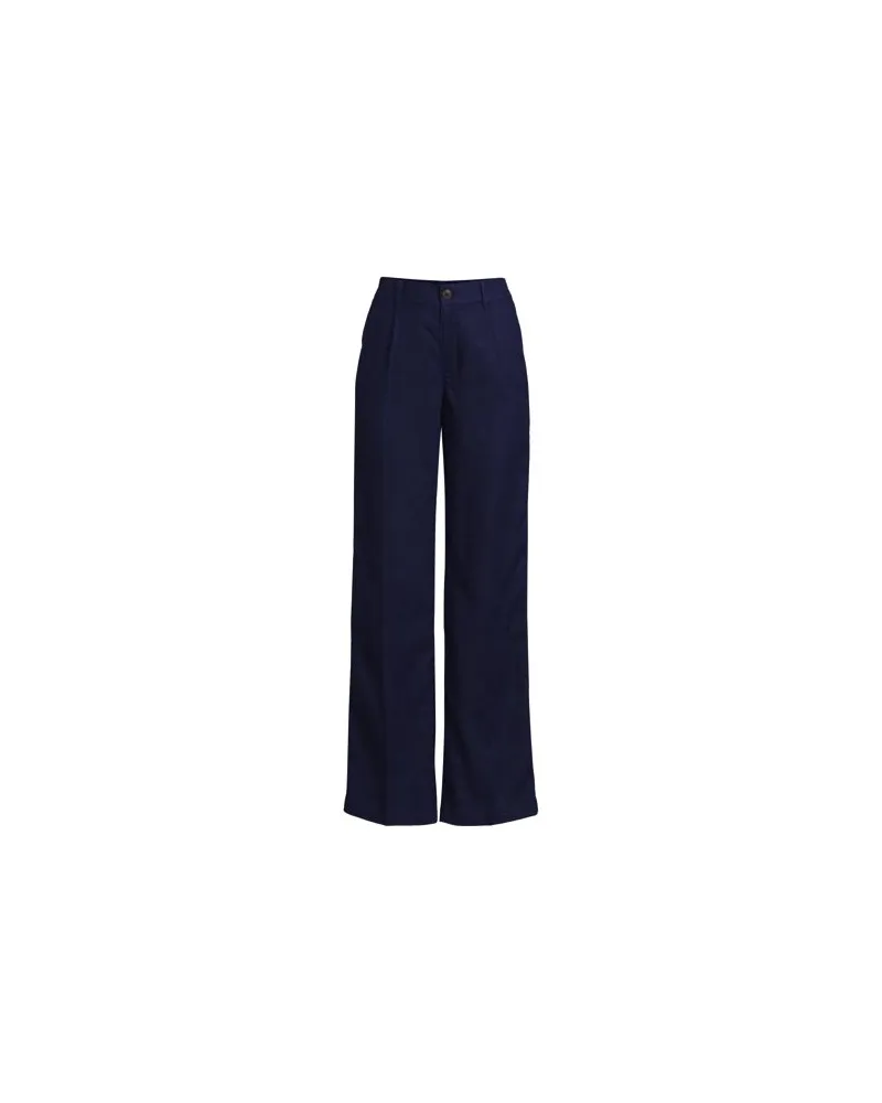 Lands' End Leinenhose High Waist mit weitem Bein, Damen, Größe regular, Blau, Leinen, by Blau