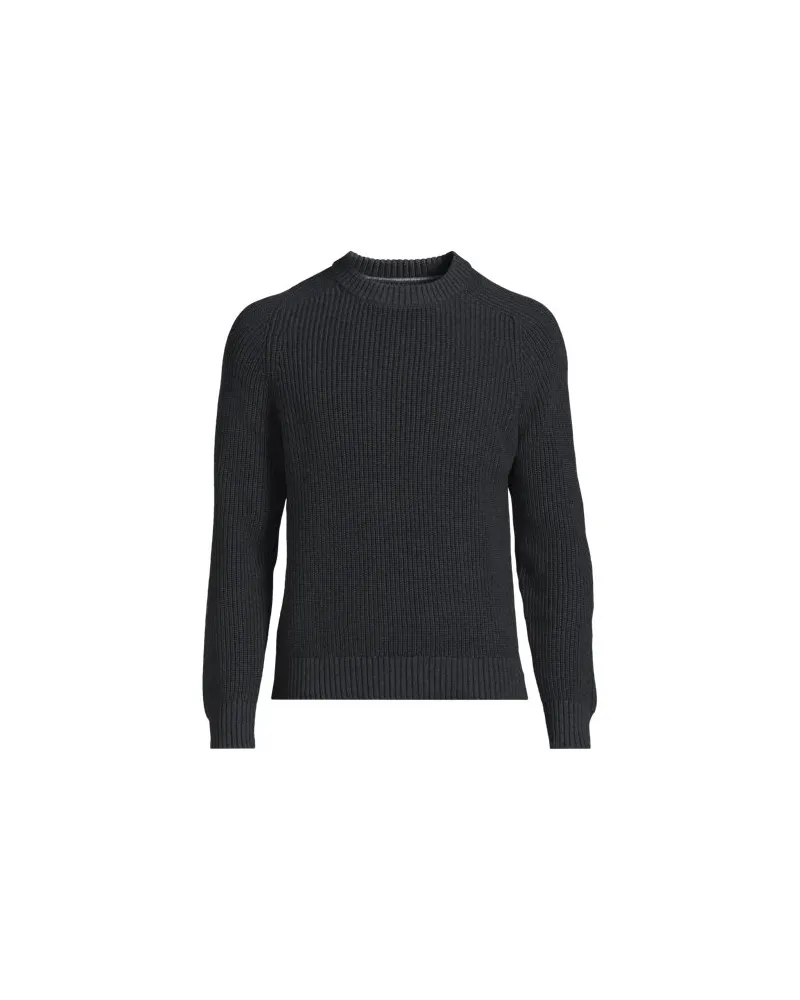 Lands' End Drifter Strukturstrick-Pullover, Herren, Größe:60 regular, Schwarz, Baumwolle, by Schwarz