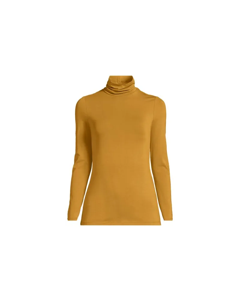 Lands' End Rollkragenshirt aus Baumwoll/Modalmix, Damen, Größe:40-42 regular, Gelb, Baumwolle/Elasthan/Baumwolle Modal, by Gelb