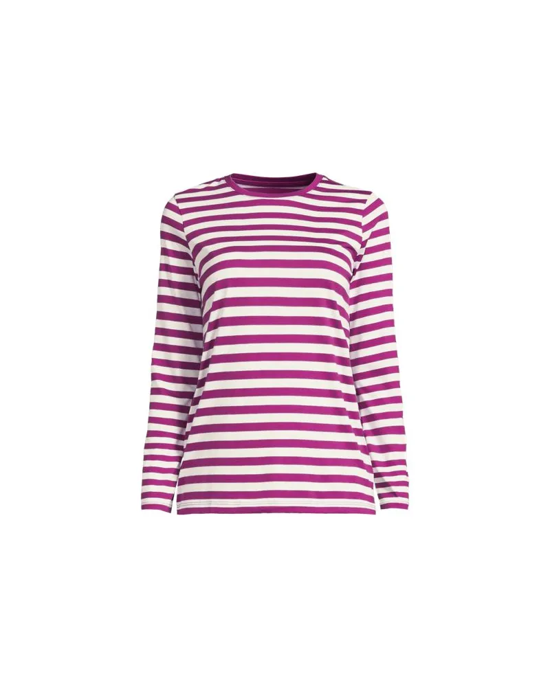 Lands' End Supima-Shirt, Langarm, Damen, Größe plus, Pink, Baumwolle, by Pink