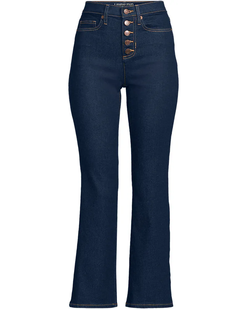 Lands' End Kurze Denim-Schlagjeans, Damen, Größe regular, Blau, Elasthan/Baumwoll-Mischung/Polyester-Mischung, by Blau