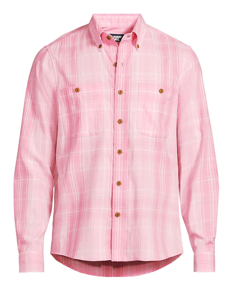 Lands' End Leichtes Flanellhemd, Herren, Größe regular, Pink, Elasthan/Baumwoll-Mischung, by Pink