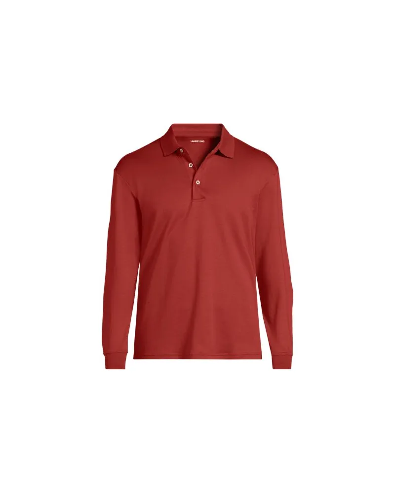 Lands' End Supima Langarm-Polo, Classic Fit, Herren, Größe tall, Orange, Baumwolle, by Orange