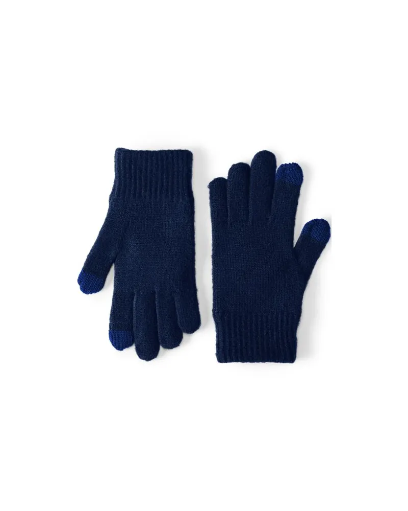 Lands' End CashTouch Strickhandschuhe, Herren, Größe regular, Blau, Elasthan/Polyacryl/Nylon-Mischung, by Blau