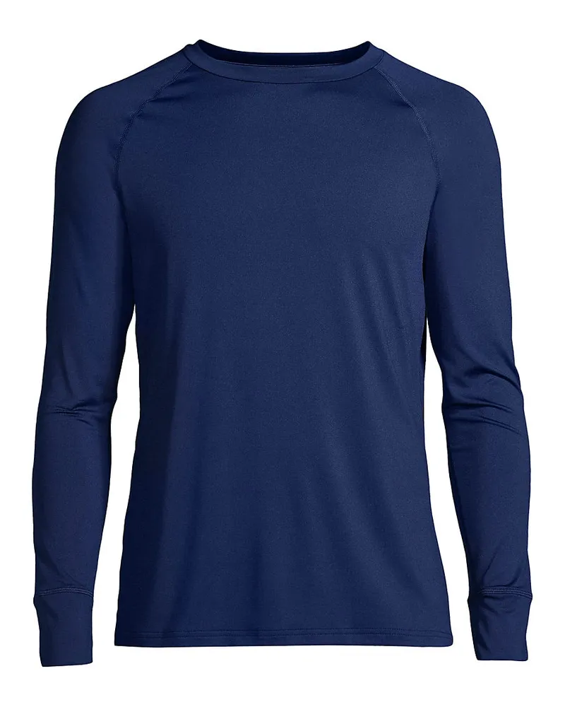 Lands' End Thermaskin Rundhals-Shirt mit Stretch, Herren, Größe regular, Blau, Elasthan/Polyester-Mischung, by Blau