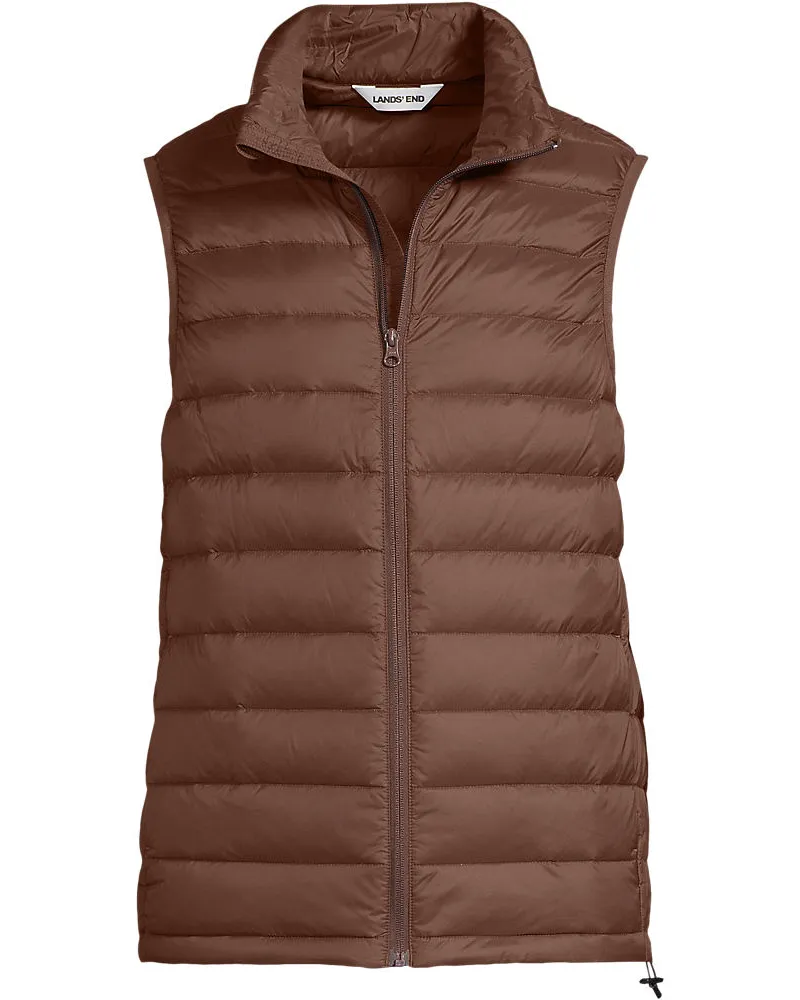 Lands' End Ultraleichte verstaubare Wanderweight-Daunenweste, Herren, Größe regular, Braun, Polyester/Nylon/Daunen, by Braun