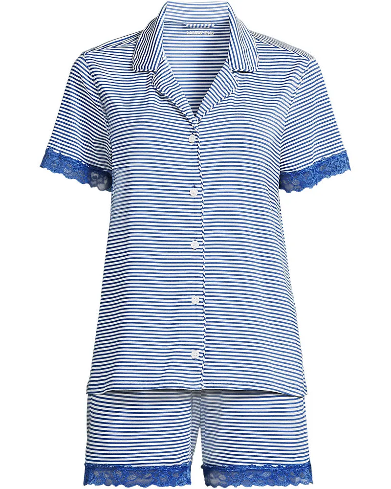 Lands' End Pyjama-Set mit Shorts und Cooling-Finish, Damen, Größe plus, Blau, by Blau