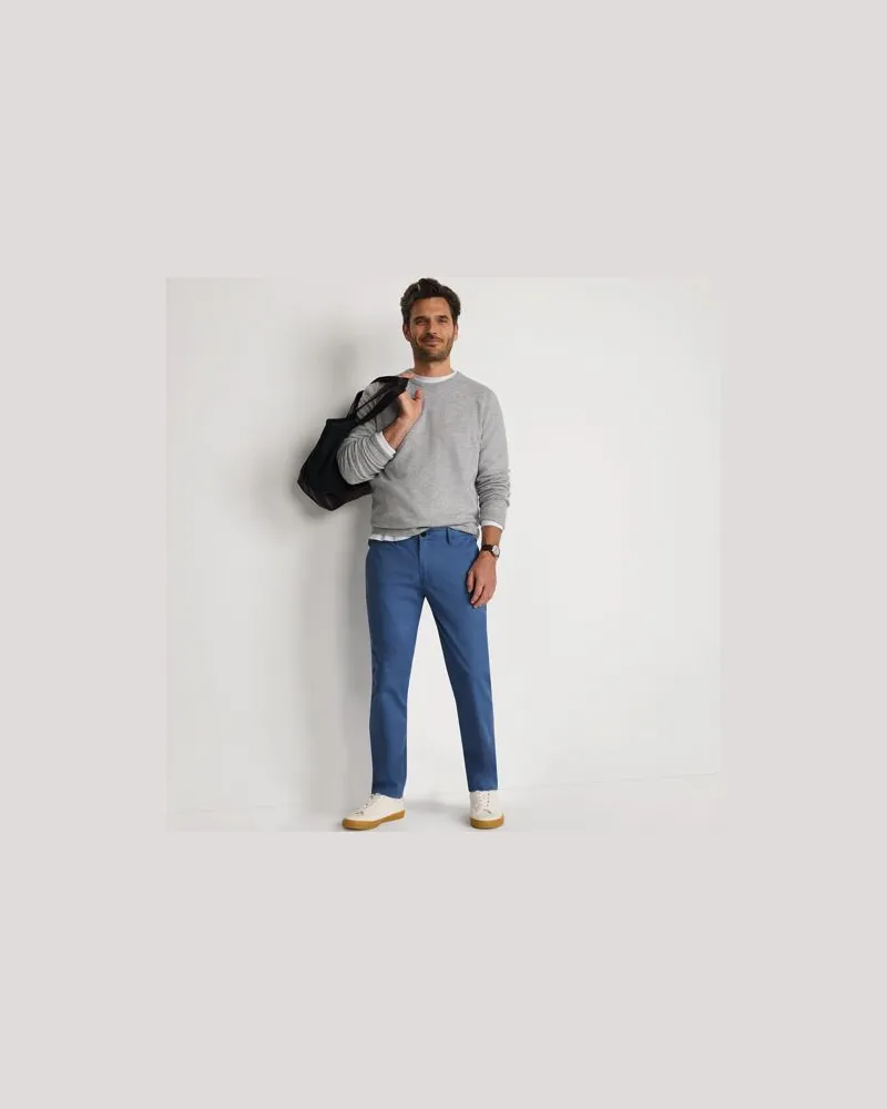 Lands' End Ultimativ-Chino in Wunschlänge, Slim Fit, Herren, Größe regular, Blau, Baumwolle/Elasthan/Polyester, by Blau