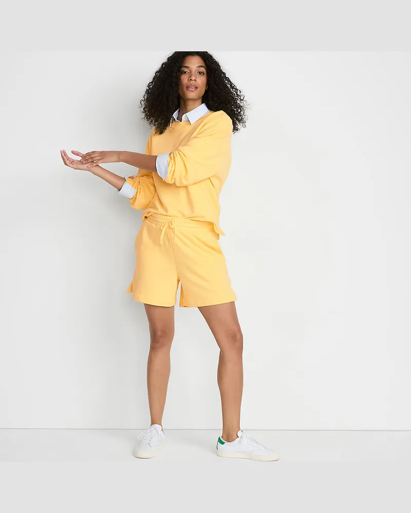 Lands' End Leichte Sweatshorts 12 cm, Damen, Größe regular, Gelb, Baumwolle/Polyester, by Gelb