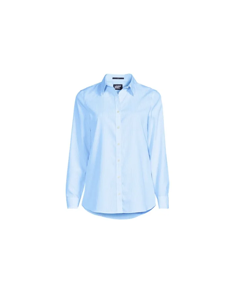 Lands' End Bügelfreie Baumwoll-Bluse, Damen, Größe plus, Blau, Baumwolle, by Blau