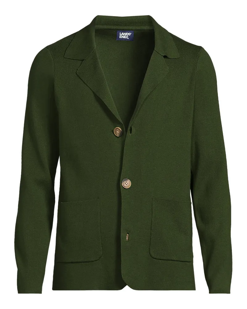 Lands' End Sakko aus Baumwoll-Feinstrick, Herren, Größe regular, Grün, Baumwolle, by Grün