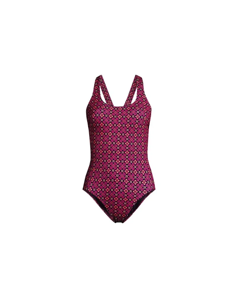 Lands' End Komfort-Badeanzug mit gekreuzten Trägern, hohes Bein,, Damen, Größe plus, Lila, Nylon-Mischung, by Lila