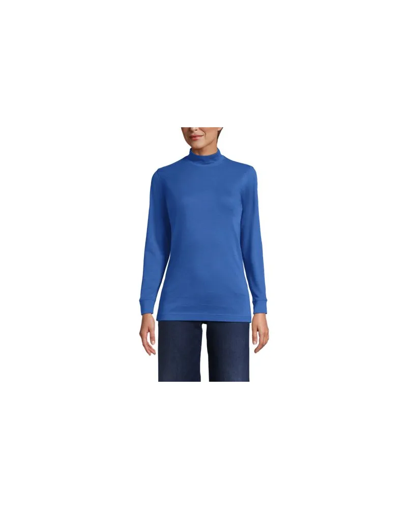 Lands' End Stehkragen-Shirt, Damen, Größe:40-42 petite, Blau, Baumwolle, by Blau