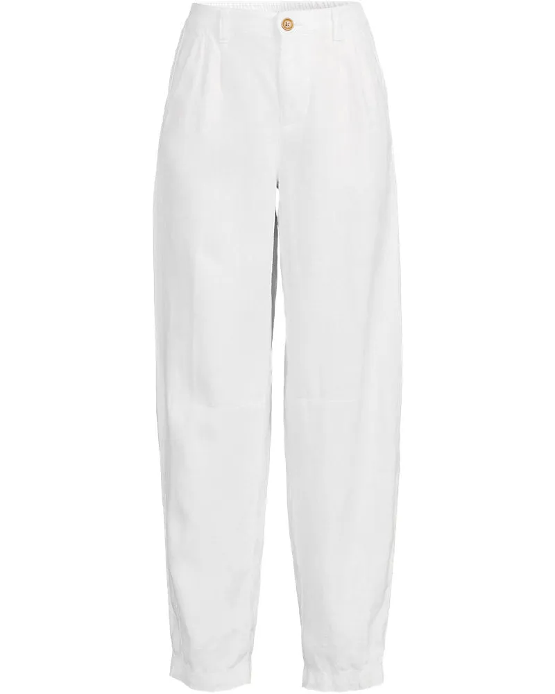Lands' End Premium Reinleinen-Barrelhose mit Bundfalten, Damen, Größe plus, Weiß, Leinen, by Weiß