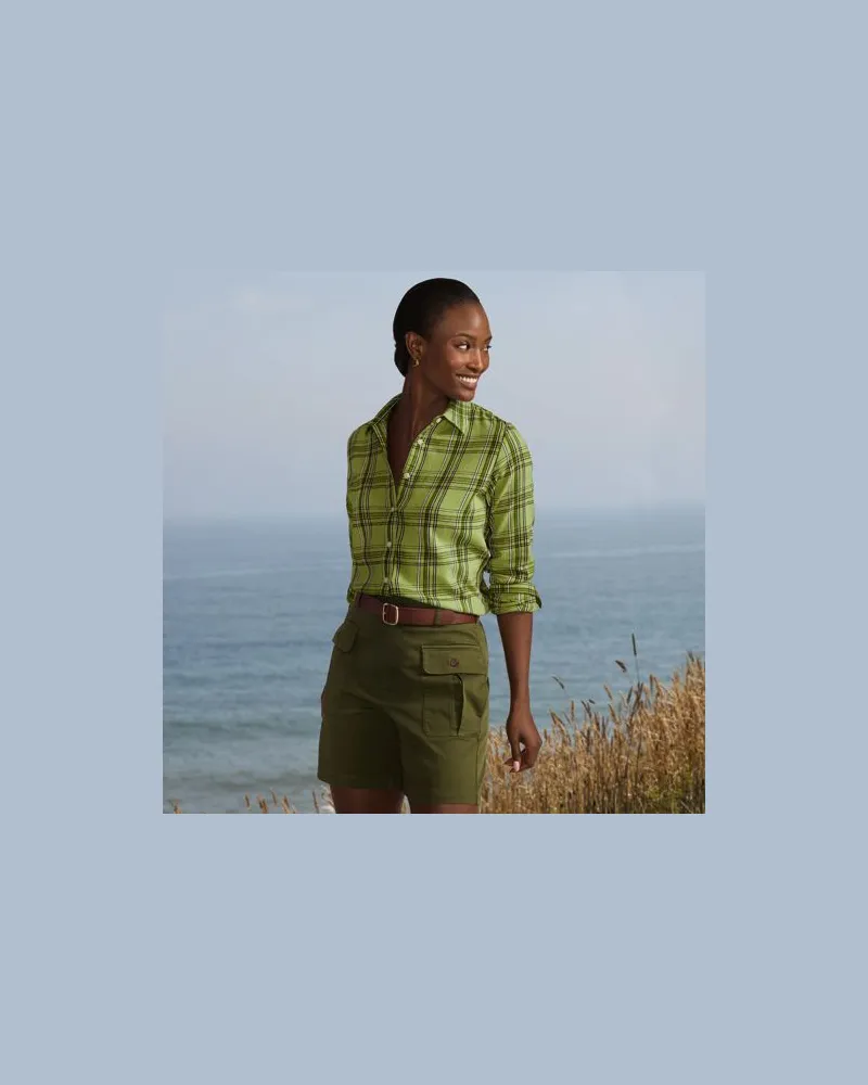 Lands' End Boyfriend-Bluse aus Flanell, Damen, Größe plus, Grün, Baumwolle, by Grün