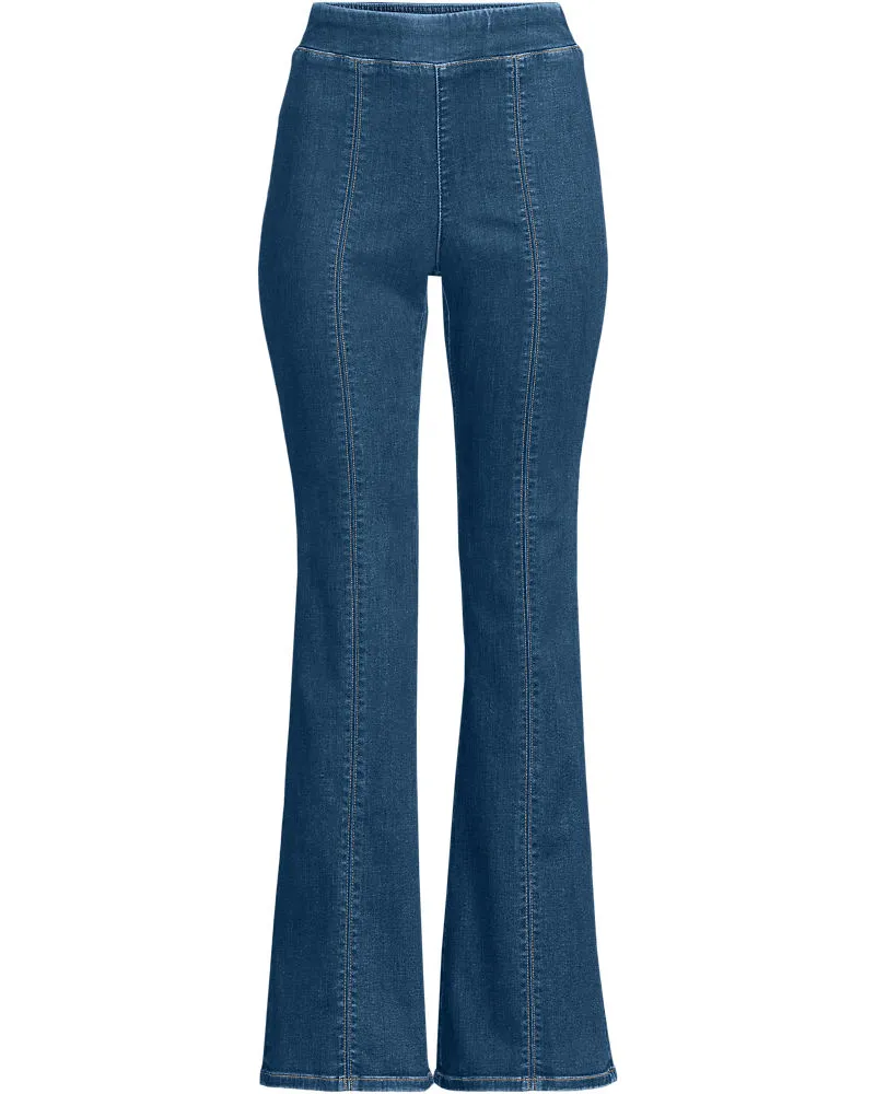 Lands' End Travel-Schlagjeans High Waist, Damen, Größe plus, Blau, Elasthan/Baumwoll-Mischung/Viskose-Mischung, by Blau