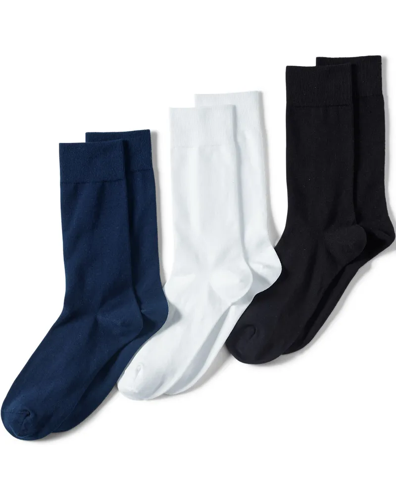 Lands' End Baumwollsocken (3er-Set), Herren, Größe regular, Weiß, Baumwoll-Mischung, by Weiß