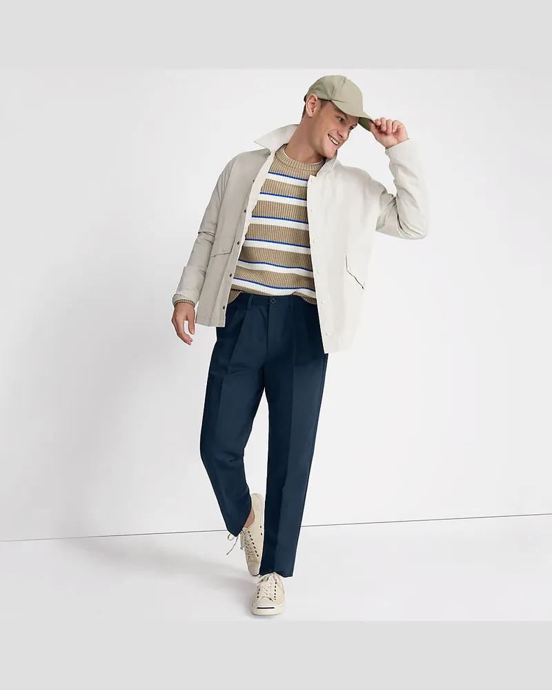 Lands' End CLASSIC COMFORT. Bügelleichte Chino mit Bundfalten, Herren, Größe regular, Blau, Baumwolle, by Blau