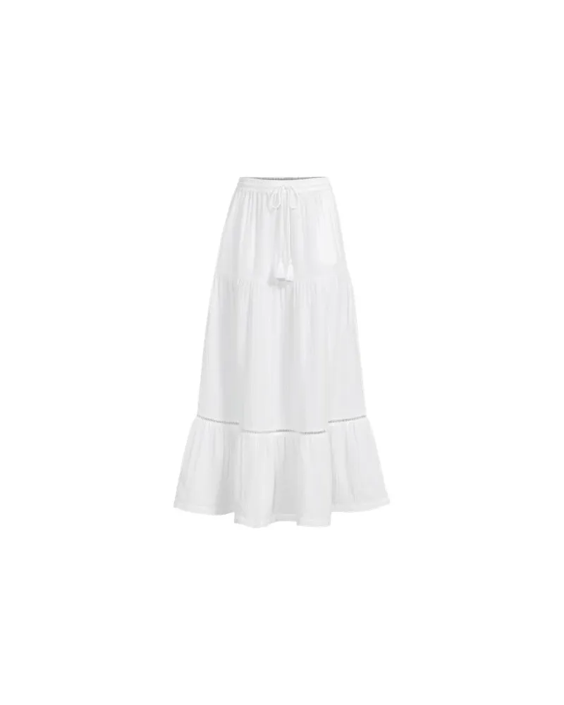 Lands' End Maxi-Stufenrock aus Musselin, Damen, Größe petite, Weiß, Baumwolle, by Weiß
