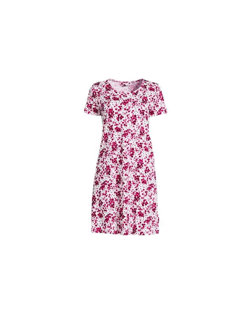 Lands' End Knielanges Kurzarm-Nachthemd aus Baumwolle, Damen, Größe:44-46 petite, Pink, Baumwolle, by Pink