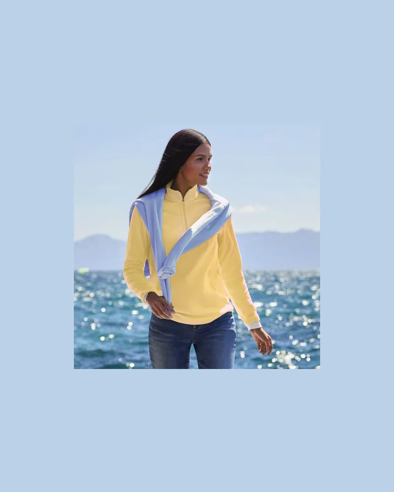 Lands' End Anyweather Fleece-Pullover mit Reißverschluss, Damen, Größe regular, Gelb, Polyester, by Gelb