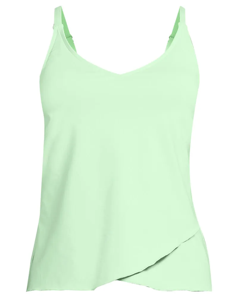 Lands' End Tankinitop mit Tulpensaum chlorresistent, Damen, Größe plus, Grün, Nylon-Mischung, by Grün