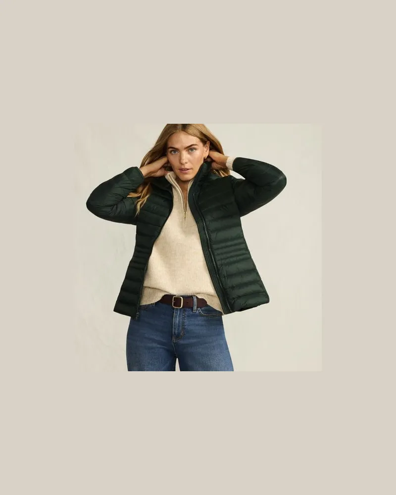 Lands' End Ultraleichte verstaubare Daunenjacke Wanderweight, Damen, Größe petite, Grün, Nylon, by Grün