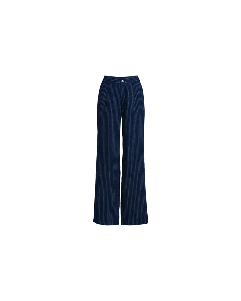 Lands' End Leinenhose High Waist mit weitem Bein, Damen, Größe plus, Blau, Leinen, by Blau