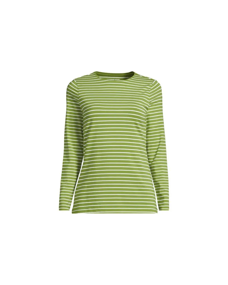 Lands' End Shirt aus Baumwolle/Modal-Mix mit Rundausschnitt, Damen, Größe plus, Grün, Elasthan/Baumwolle Modal, by Grün