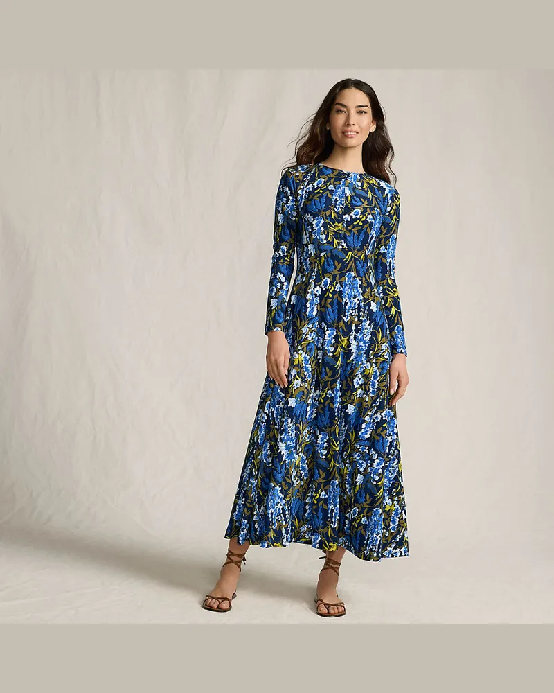 Lands' End Bodycon-Maxikleid, Damen, Größe regular, Blau, Polyester-Mischung, by Blau