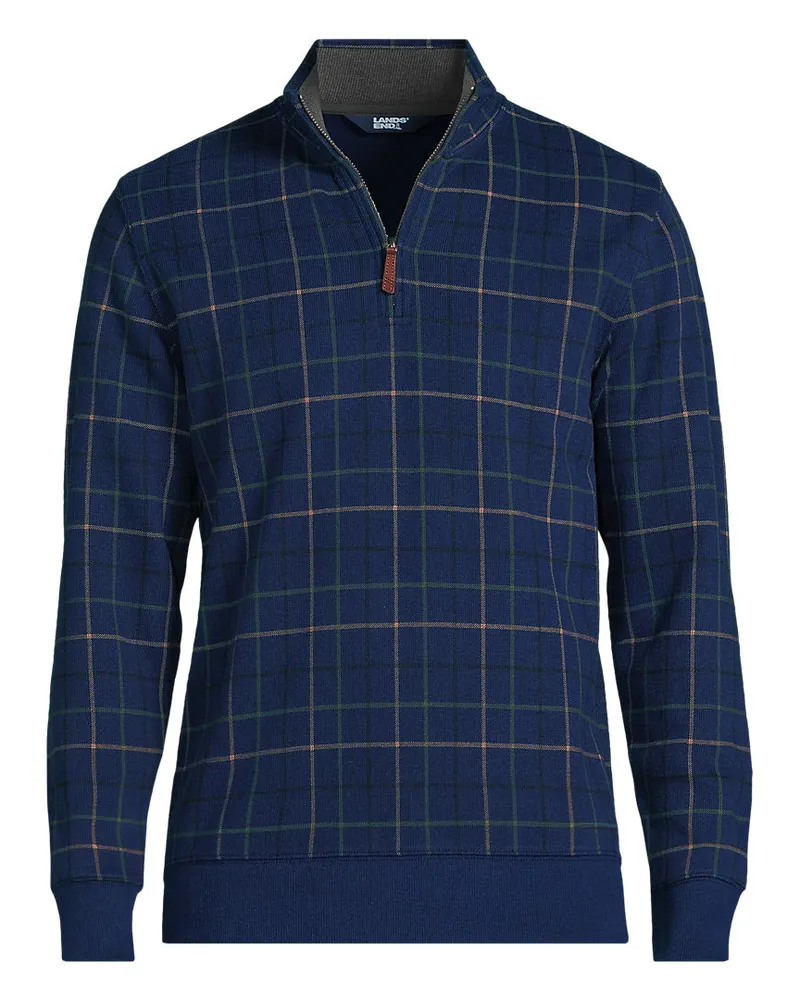 Lands' End Reißverschluss-Pullover aus Bedford-Ripp, Herren, Größe regular, Blau, Baumwolle, by Blau