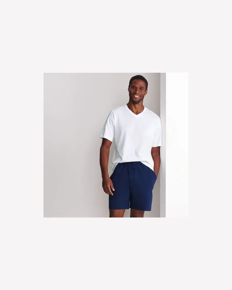 Lands' End Pyjama-Shorts aus Baumwoll-Jersey, Herren, Größe:52-54 regular, Blau, Baumwolle, by Blau