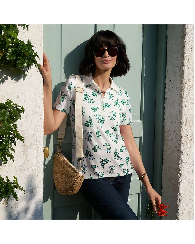 Lands' End Supima-Poloshirt, Damen, Größe regular, Weiß, Baumwolle, by Weiß