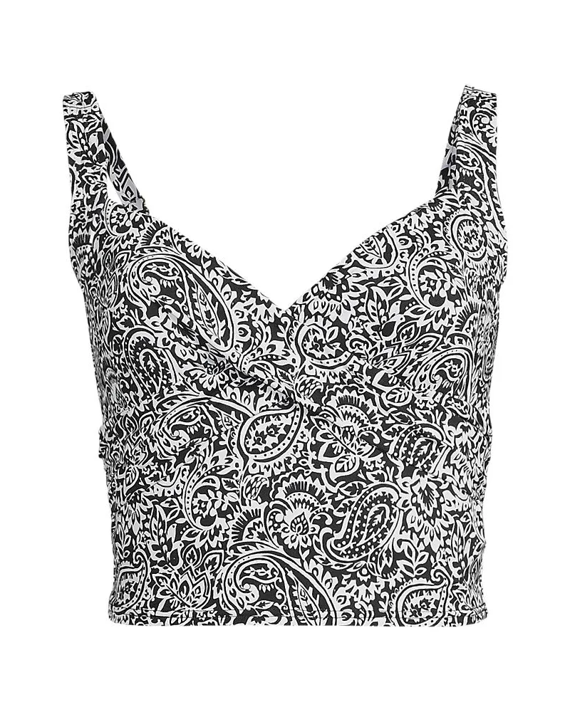 Lands' End Kurzes Tankinitop mit V-Ausschnitt, Damen, Größe plus, Schwarz, Elasthan/Nylon-Mischung, by Schwarz