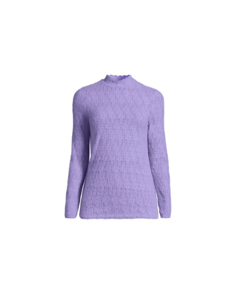 Lands' End Spitzenshirt mit Stehkragen, Damen, Größe:44-46 regular, Lila, Elasthan/Nylon-Mischung, by Lila