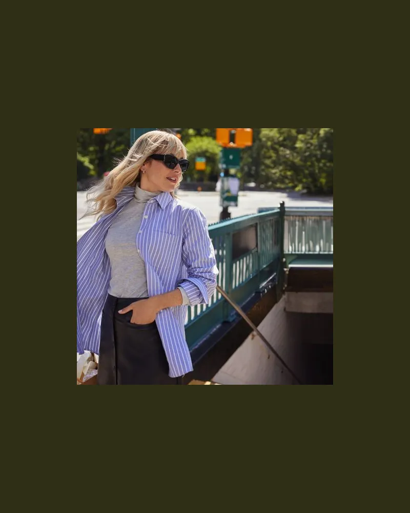 Lands' End Langarm Oxford-Hemdbluse, Damen, Größe regular, Blau, Baumwolle, by Blau