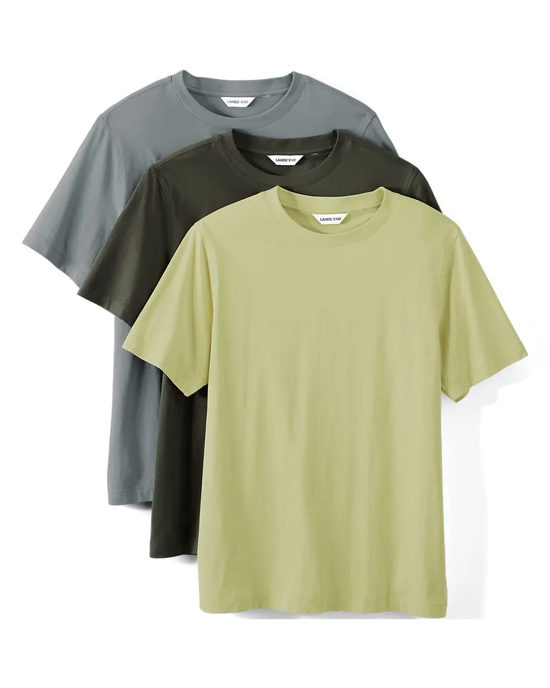 Lands' End Kurzärmelige Rundhalsshirts im 3er-Set, Herren, Größe regular, Sonstige, Baumwolle, by Sonstige