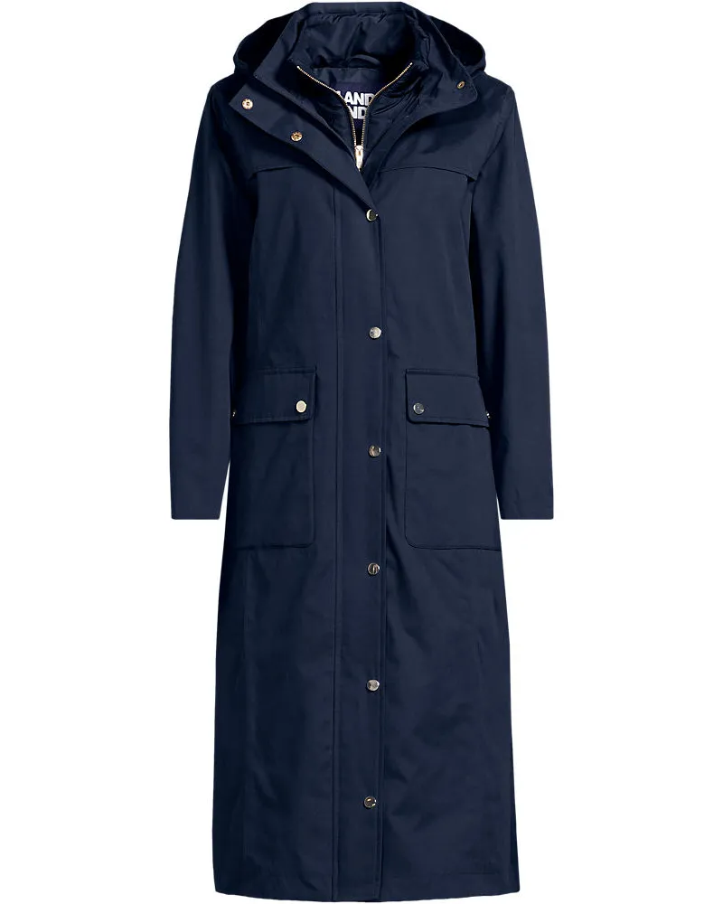 Lands' End Wasserdichter Isolierter Mantel mit Stepp-Einsatz, Damen, Größe regular, Blau, Baumwolle/Polyester/Nylon, by Blau