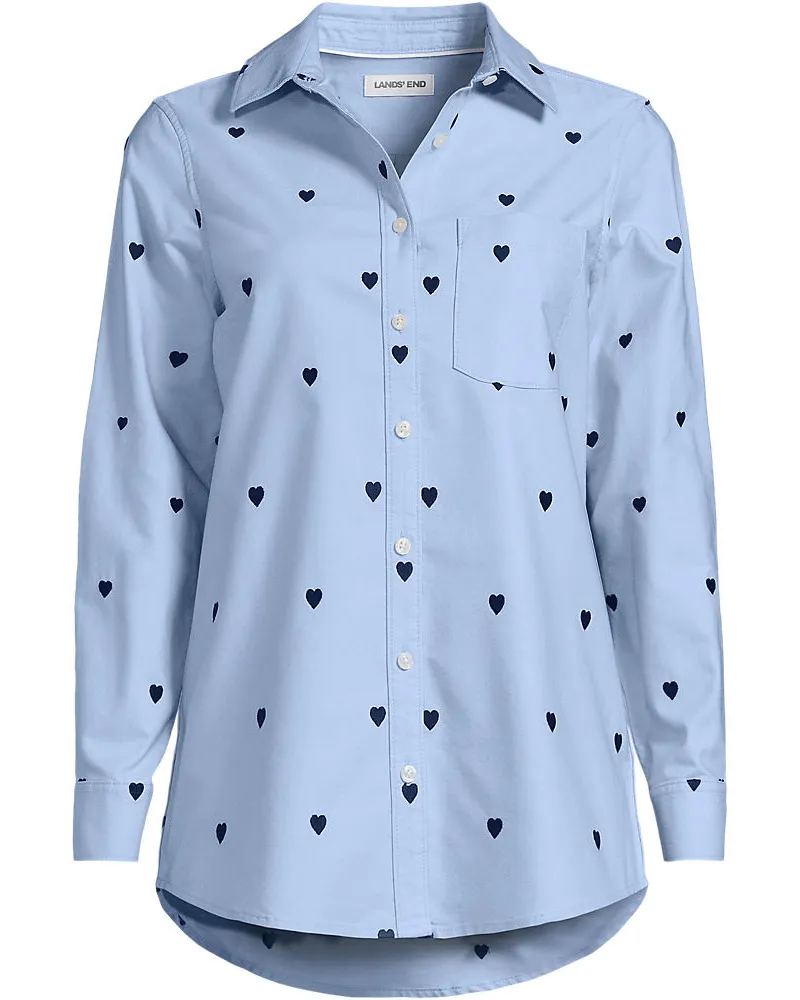Lands' End Langarm Oxford-Hemd, Damen, Größe plus, Blau, Baumwolle, by Blau