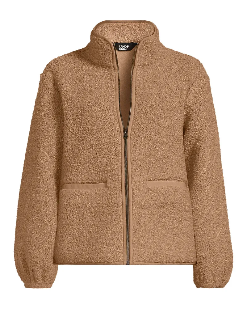 Lands' End Bouclé-Fleecejacke, Damen, Größe plus, Braun, Polyester, by Braun