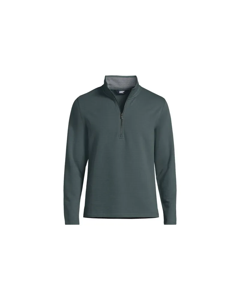 Lands' End Pullover mit Troyer-Kragen und Fischgrät-Struktur, Herren, Größe:44-46 regular, Grün, Baumwoll-Mischung/Polyester-Mischung, by Grün
