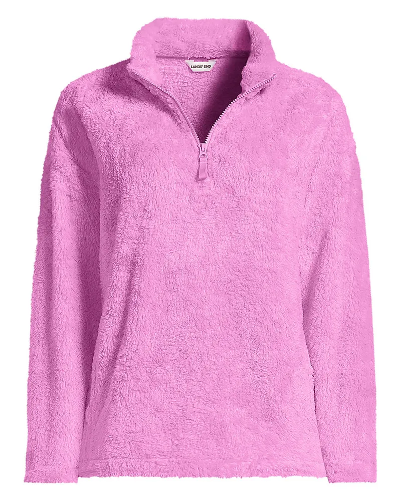 Lands' End PlÃ¼schfleece-Pullover mit ReiÃŸverschluss, Damen, GrÃ¶ÃŸe plus, Pink, Polyester, by Pink