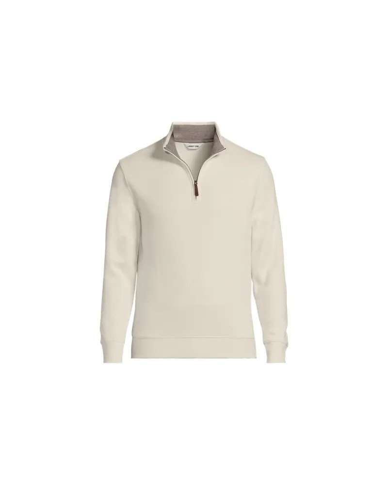 Lands' End Reißverschluss-Pullover aus Bedford-Ripp, Herren, Größe regular, Weiß, Baumwolle, by Weiß