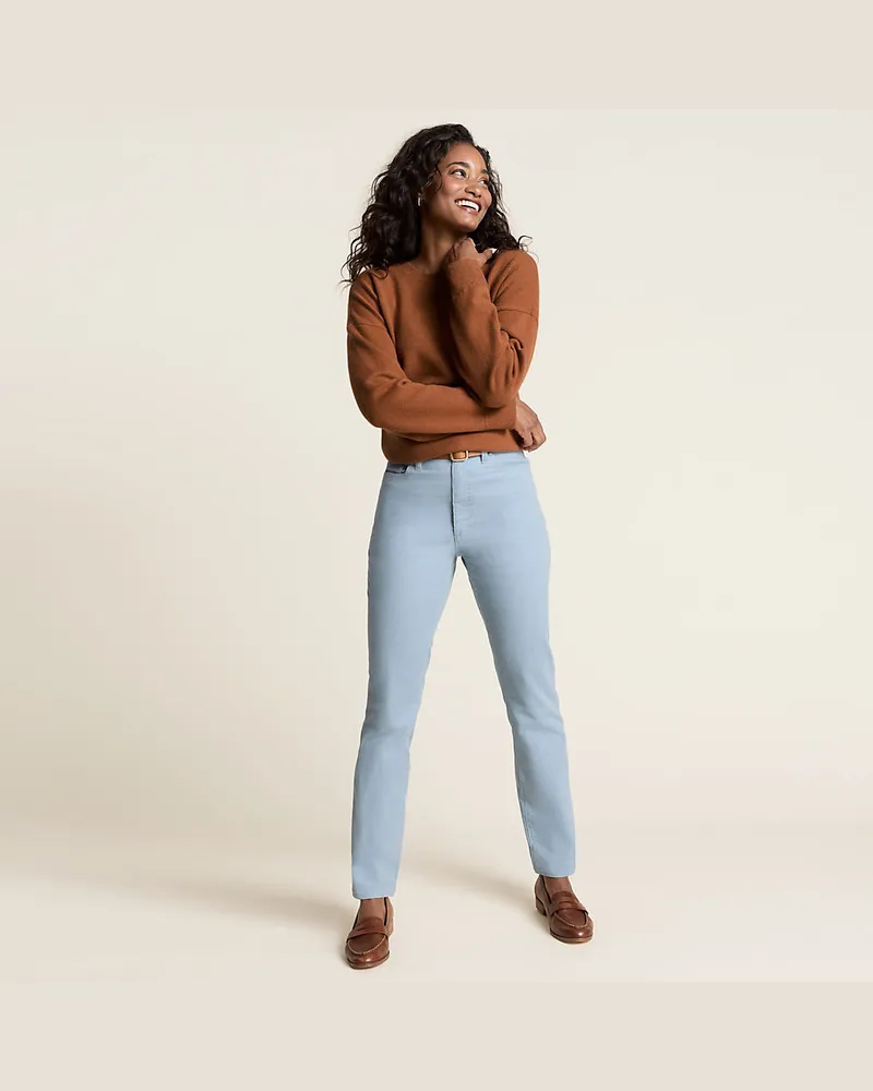 Lands' End Straight Fit Feincord-Hose, Damen, Größe regular, Blau, Elasthan/Baumwoll-Mischung, by Blau