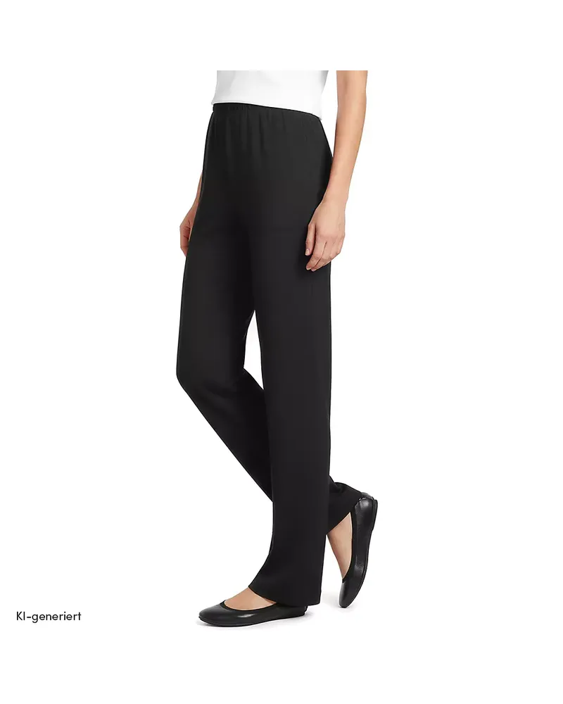 Lands' End Straight Fit Freizeithose SPORT KNIT, Damen, Größe petite, Schwarz, Baumwolle, by Schwarz