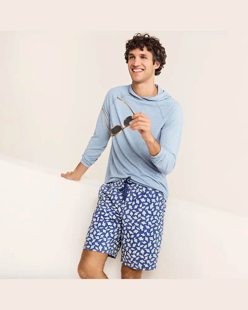 Lands' End Badeshorts mit Hydroliner, 23 cm, Herren, Größe regular, Blau, by Blau