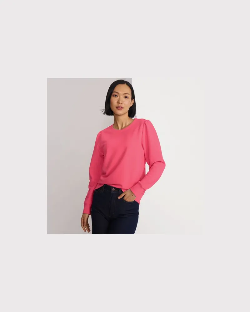 Lands' End Sweatshirt SERIOUS SWEATS mit Puffärmeln, Damen, Größe:40-42 regular, Pink, Baumwoll-Mischung/Polyester-Mischung, by Pink